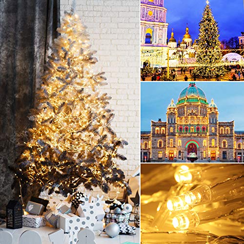 Elegear 25M/1000 LED Christmas Fairy Lights Mains Powered with 8 Modes, Outdoor Waterproof String Lights Plug in for Xmas Tree Wedding Party Garden Outside/Indoor Decoration Decor, Warm White