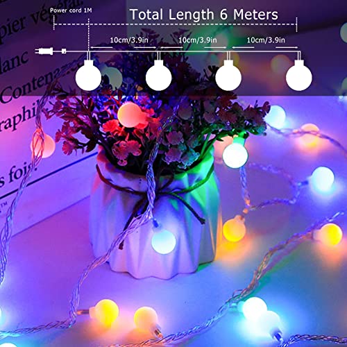 Ligarko Fairy Lights Battery, 7M 60 LED Globe String Lights with 8 Lighting Modes, Fairy Light Battery Waterproof for Indoor, Outdoor, Christmas (Multi-Coloured)
