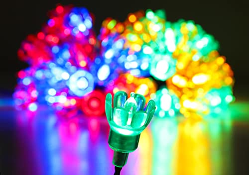 Christmas Concepts® 100 10m/33ft Retro Multi Coloured LED Petal Lights with 8 Function Controller – Indoor/Outdoor – Energy Efficient A++ - Christmas Lights