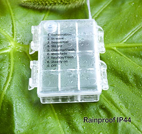 GHJ 50/100/200 LED Battery Operated Remote Control Rainproof String Fairy Lights Indoor/Outdoor for Christmas Tree Xmas Garden Party (100LEDs, Warm White)