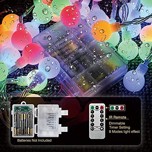Ligarko Fairy Lights Battery, 7M 60 LED Globe String Lights with 8 Lighting Modes, Fairy Light Battery Waterproof for Indoor, Outdoor, Christmas (Multi-Coloured)