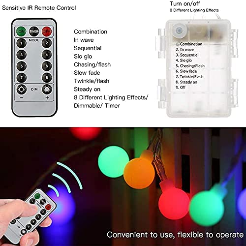Ligarko Fairy Lights Battery, 7M 60 LED Globe String Lights with 8 Lighting Modes, Fairy Light Battery Waterproof for Indoor, Outdoor, Christmas (Multi-Coloured)