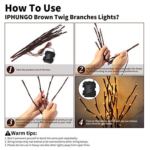 NEWNEN Twig String Lights,Lighted Willow Tree Vine Fairy Lights Plug in Powered,144 Warm White LED Twig Tree with Lights for Wall Indoor Bedroom Living Room Home Christmas Décor