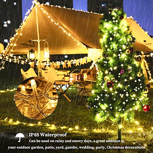 String Lights Mains Powered, 53M/174ft 500LED Fairy Lights Plug in, 8 Modes Remote Control Garden Lights Waterproof, Indoor/Outdoor for Bedroom,Gazebo,Wedding,Party,Christmas Decorations(Warm White)