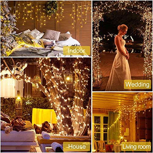 String Lights Mains Powered, 53M/174ft 500LED Fairy Lights Plug in, 8 Modes Remote Control Garden Lights Waterproof, Indoor/Outdoor for Bedroom,Gazebo,Wedding,Party,Christmas Decorations(Warm White)