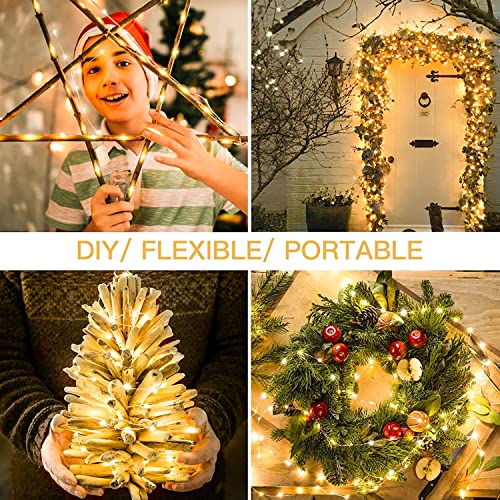 FRIDEKO HOME 1pc 30 LED Wire Lights Battery Operated - Battery Powered Fairy Lights for Bedroom, 3m/10ft Indoor Decorative String Lights for Wedding, Party, Christmas, Tree Decoration Warm White