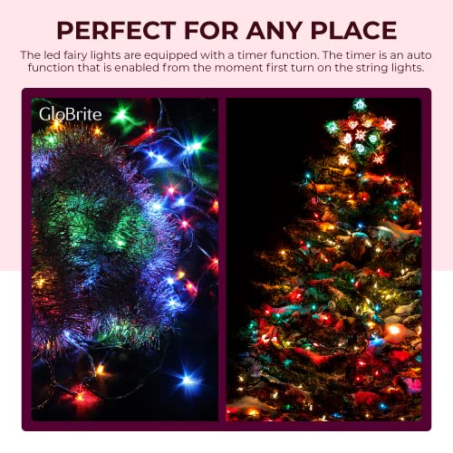 GloBrite Fairy Lights 100 LED - Christmas Lights with 8 Modes Function for Christmas Tree Outdoor Lights Christmas Lights Garden Lights Christmas Tree Decorations - Multi Coloured