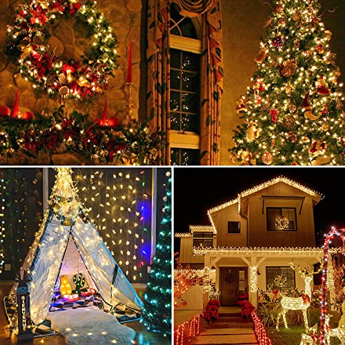 String Lights Mains Powered, 53M/174ft 500LED Fairy Lights Plug in, 8 Modes Remote Control Garden Lights Waterproof, Indoor/Outdoor for Bedroom,Gazebo,Wedding,Party,Christmas Decorations(Warm White)