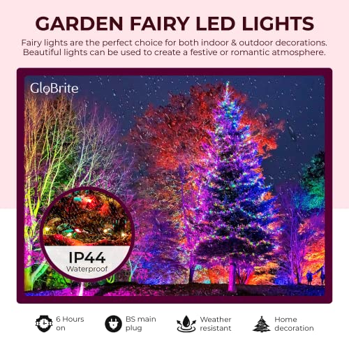 GloBrite Fairy Lights 100 LED - Christmas Lights with 8 Modes Function for Christmas Tree Outdoor Lights Christmas Lights Garden Lights Christmas Tree Decorations - Multi Coloured