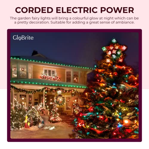 GloBrite Fairy Lights 100 LED - Christmas Lights with 8 Modes Function for Christmas Tree Outdoor Lights Christmas Lights Garden Lights Christmas Tree Decorations - Multi Coloured