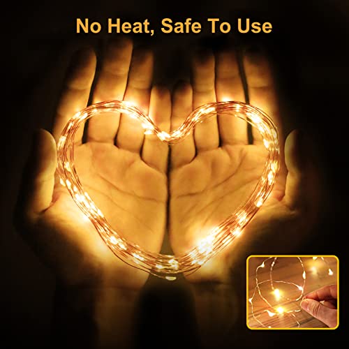 Gritin Fairy Lights Christmas Lights, [3 Pack] 100 LEDs 10m/32ft String Lights Battery Powered, Waterproof Copper Wire Garden Lights for Indoor/Outdoor Decorations, Xmas, Party, Bedroom - Warm White