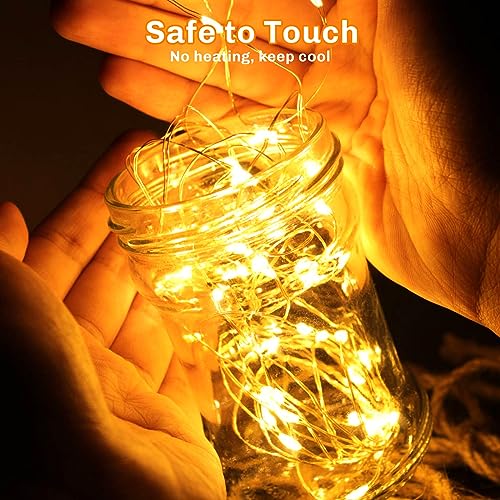 cshare Battery Fairy Lights, Battery Operated String Lights 20 LEDs 2m/6.56ft Copper Wire Light IP65 Waterproof for Christmas Tree Bedroom Gifts Indoor Halloween Decorations(Warm White)