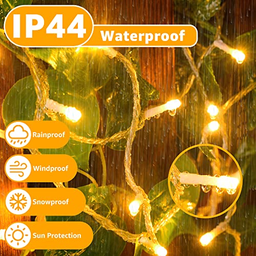 Ollny Fairy Lights Outdoor, 20m 200 LED Fairy Lights Plug in Waterproof Warm White Outdoor Lights, Remote/8 Modes/Timer, Indoor/Outside/Garden/Party Christmas Decorations String Lights Mains Powered