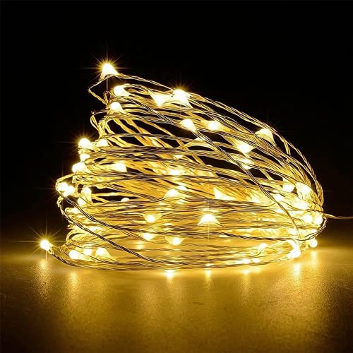 SHATCHI 40 Warm White LED Lights Micro Rice Silver Copper Wire Indoor Battery Operated Firefly String Fairy Lights Bunch Wedding Party Christmas Decorations Home Bedroom Décor