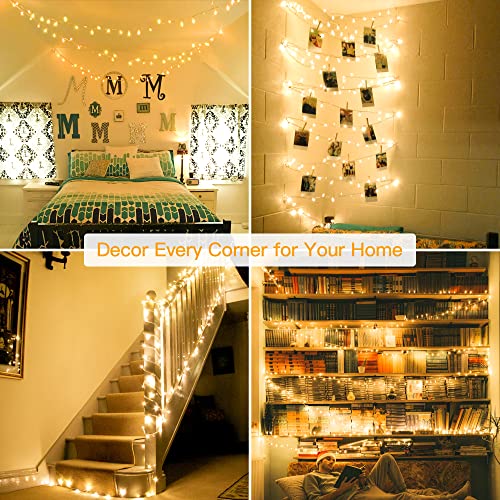 Ollny Fairy Lights Outdoor, 20m 200 LED Fairy Lights Plug in Waterproof Warm White Outdoor Lights, Remote/8 Modes/Timer, Indoor/Outside/Garden/Party Christmas Decorations String Lights Mains Powered