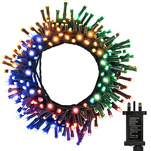 GloBrite Fairy Lights 100 LED - Christmas Lights with 8 Modes Function for Christmas Tree Outdoor Lights Christmas Lights Garden Lights Christmas Tree Decorations - Multi Coloured