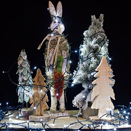 WISD Christmas Fairy Lights - 200 LED 22.8M Xmas Tree Lights on Green Cable with Timer and Memory - Indoor Outdoor String Lights Mains Powered for Garden Bedroom Party Decoration (Cool White)