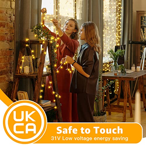 Ollny Fairy Lights Outdoor, 20m 200 LED Fairy Lights Plug in Waterproof Warm White Outdoor Lights, Remote/8 Modes/Timer, Indoor/Outside/Garden/Party Christmas Decorations String Lights Mains Powered