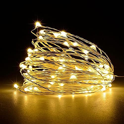 Jsdoin Fairy Lights, 2 PCS 50 LED Battery Operated String Lights Copper Wire Light for Indoor Outdoor Lighting, Bedroom, Wedding Decor, Party, Christmas, Tree Decoration(5M/16ft 50Pcs/Warm White)
