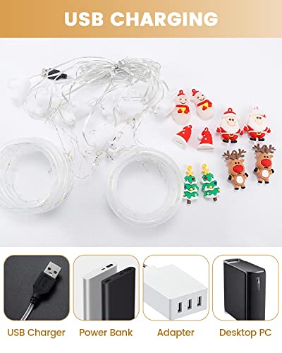 MOXTOYU LED Fairy Lights, 3M 120 LED String Light with Hooks, USB Christmas Fairy Light, Christmas Gifts Window Decoration Light for Christmas Party, Indoor, Outdoor, Curtain Decorations (Warm White)