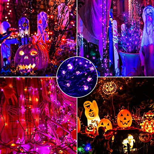 WUJUN 105ft 300 LED Christmas Halloween String Lights, End-to-End Plug 11 Modes Memory Function Outdoor Indoor Fairy Lights Christmas Tree, Garden, Party, Wedding, Holiday, Purple to Orange