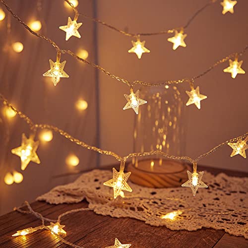 FANSIR Fairy Lights Plug in, 29.7ft 60 LED Star String Lights Mains Powered 8 Modes Waterproof Indoor Outdoor Lights for Bedroom Wedding Party Christmas Decoration (Warm White)