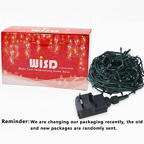 WISD Christmas Fairy Lights - 200 LED 22.8M Xmas Tree Lights on Green Cable with Timer and Memory - Indoor Outdoor String Lights Mains Powered for Garden Bedroom Party Decoration (Cool White)