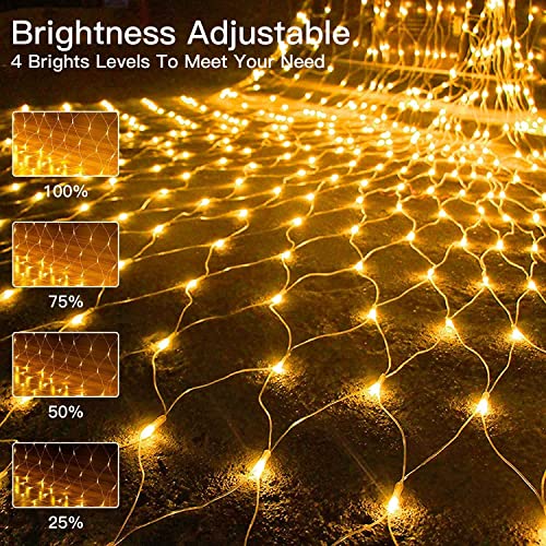 Ollny Christmas Net Lights Outdoor Decorations - 200 LED 3m x 2m Fairy Lights Plug-in Waterproof String Lights with 8 Light Modes/Timer/Remote - for Xmas Tree/Indoor/Outside/Curtain/Window/Garden