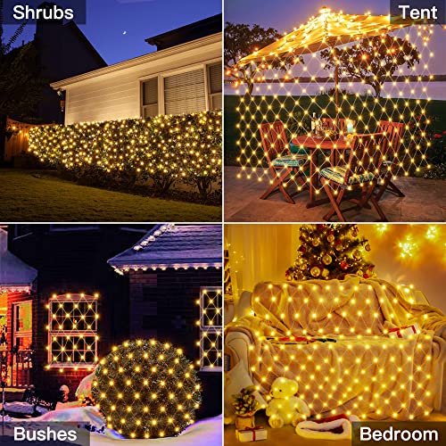 Ollny Christmas Net Lights Outdoor Decorations - 200 LED 3m x 2m Fairy Lights Plug-in Waterproof String Lights with 8 Light Modes/Timer/Remote - for Xmas Tree/Indoor/Outside/Curtain/Window/Garden