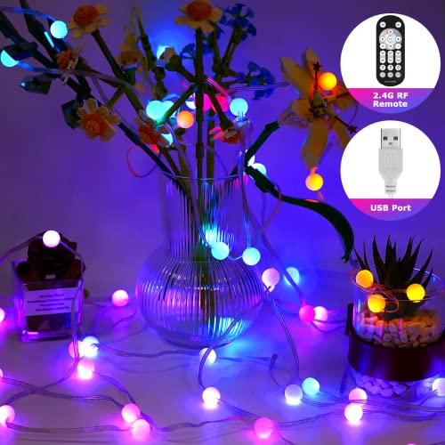 HUEMIHUI USB LED String Lights, 5V 5M 50 LED Outdoor Lights with Remote & APP Controlled, Dream Colour Lights for Christmas Outdoor Indoor Room Garden Tent