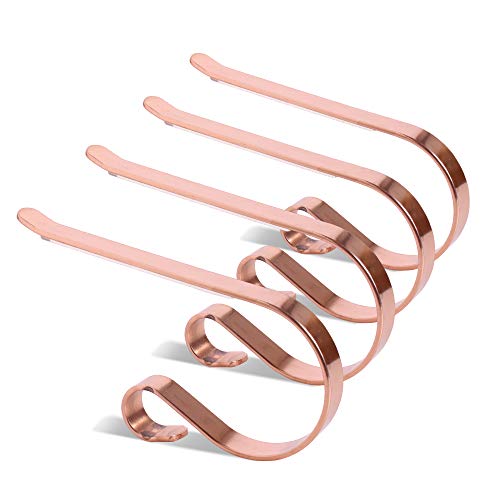 Set of 4 Metal Christmas Stocking Holder Hooks Fireplace Hanger with Non-Skid Design