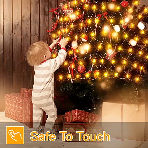 Ollny Christmas Net Lights Outdoor Decorations - 200 LED 3m x 2m Fairy Lights Plug-in Waterproof String Lights with 8 Light Modes/Timer/Remote - for Xmas Tree/Indoor/Outside/Curtain/Window/Garden