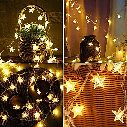 FANSIR Fairy Lights Plug in, 29.7ft 60 LED Star String Lights Mains Powered 8 Modes Waterproof Indoor Outdoor Lights for Bedroom Wedding Party Christmas Decoration (Warm White)