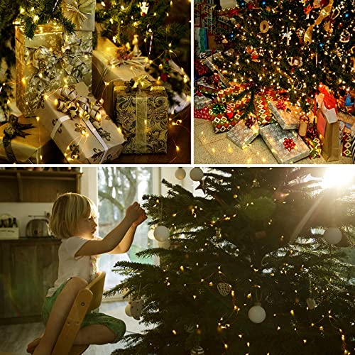 Gritin Christmas Lights Fairy Lights, 15M/49ft 150 LED String Lights Outdoor/Indoor Decorations, 8 Modes Remote Control, USB Plug in Powered Pure Copper Garden Lights for Xmas, Party - Warm Yellow