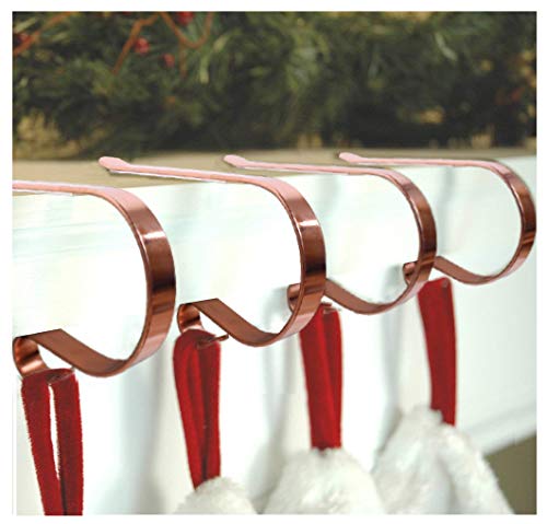 Set of 4 Metal Christmas Stocking Holder Hooks Fireplace Hanger with Non-Skid Design