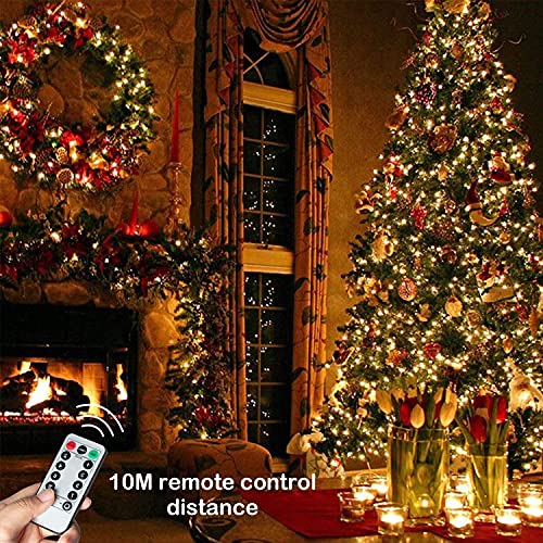 Lezonic [2 Pack] Fairy Lights Battery, 120LEDs 13M 8 Modes String Lights Battery Operated, Fairy Lights Indoor/Outdoor with Remote Timer for Bedroom, Party, Wedding, Christmas Decorations(Warm White)