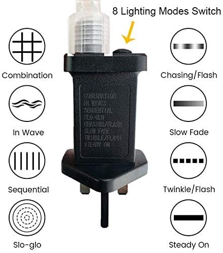 FANSIR Fairy Lights Plug in, 29.7ft 60 LED Star String Lights Mains Powered 8 Modes Waterproof Indoor Outdoor Lights for Bedroom Wedding Party Christmas Decoration (Warm White)