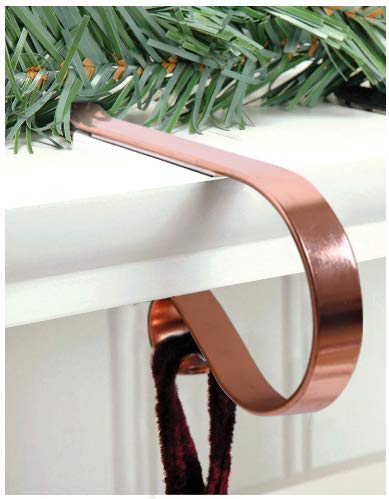 Set of 4 Metal Christmas Stocking Holder Hooks Fireplace Hanger with Non-Skid Design