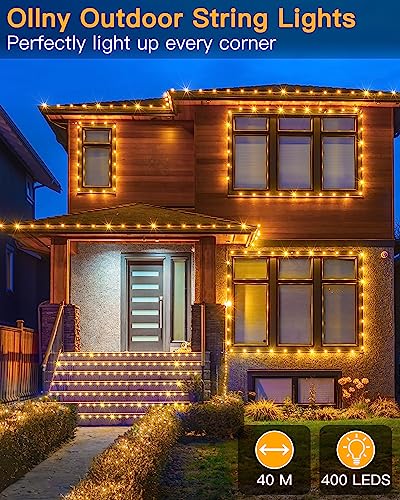 Ollny Fairy Lights for Indoor Outdoor - 40M 400 LEDs String Lights Mains Powered with Timer/Remote, Waterproof Outside Garden Lights for Bedroom/Party/Wedding/Tree/Home/Pation(Warm White)