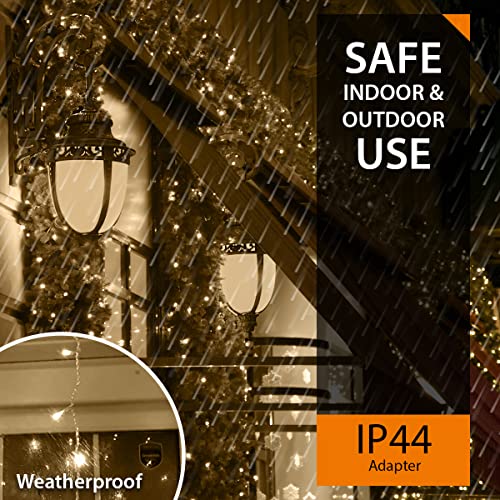 ANSIO® Christmas Lights 100 LED 10m/32ft Christmas Tree Lights for Indoor & Outdoor Warm White Decorations Fairy String Lights for Xmas Garden Bedroom & Party | Mains Powered Clear Cable