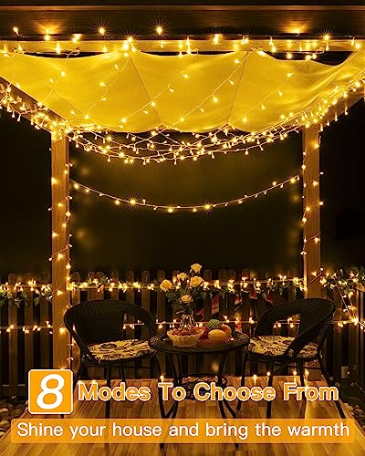 Ollny Fairy Lights for Indoor Outdoor - 40M 400 LEDs String Lights Mains Powered with Timer/Remote, Waterproof Outside Garden Lights for Bedroom/Party/Wedding/Tree/Home/Pation(Warm White)