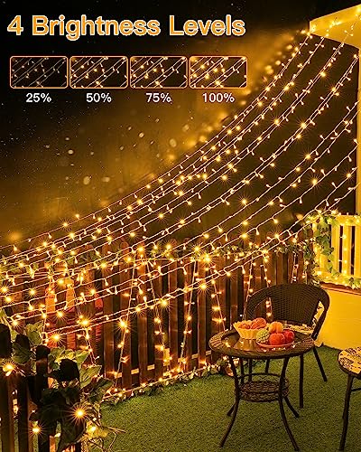 Ollny Fairy Lights for Indoor Outdoor - 40M 400 LEDs String Lights Mains Powered with Timer/Remote, Waterproof Outside Garden Lights for Bedroom/Party/Wedding/Tree/Home/Pation(Warm White)