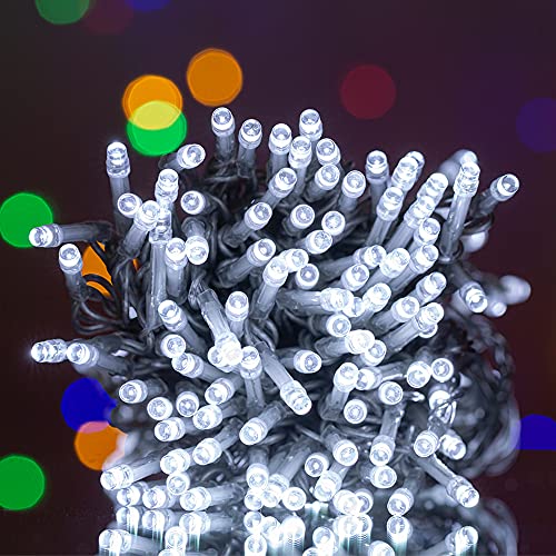 TEKLED® String Fairy Lights | 200 LED Decorative String Firefly Lights | Mains Powered with Adapter | Waterproof Indoor Outdoor 25M | Cold White | for Patio Garden Home Christmas Tree Party