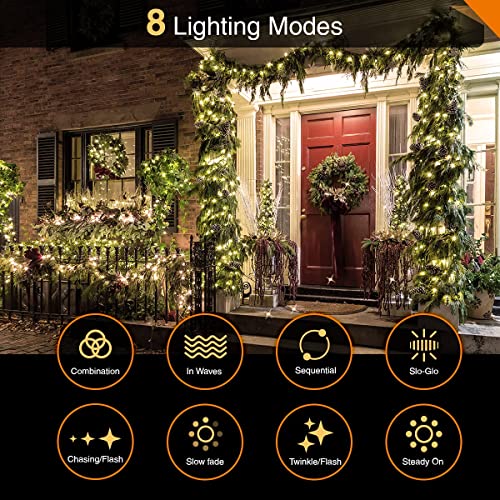 ANSIO® Christmas Lights 100 LED 10m/32ft Christmas Tree Lights for Indoor & Outdoor Warm White Decorations Fairy String Lights for Xmas Garden Bedroom & Party | Mains Powered Clear Cable