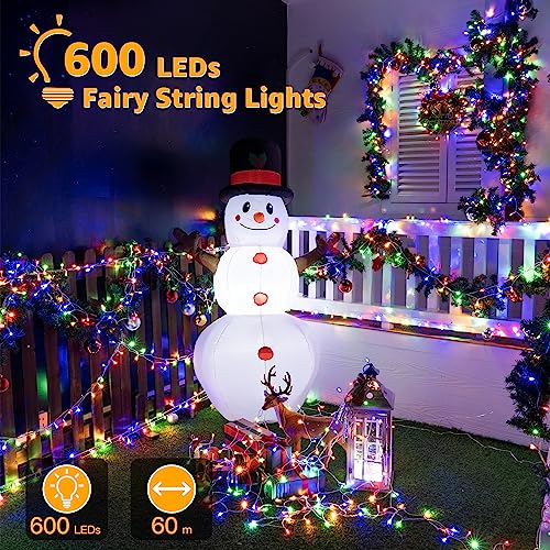 Ollny Fairy Lights Plug in - 60m 600 LED Fairy Lights Outdoor Waterproof, 8 Modes/Remote/Timer Bright Colour String Lights Mains Powered, Outside Indoor Garden Tree Wedding Party Decorations