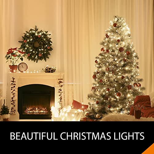 ANSIO® Christmas Lights 100 LED 10m/32ft Christmas Tree Lights for Indoor & Outdoor Warm White Decorations Fairy String Lights for Xmas Garden Bedroom & Party | Mains Powered Clear Cable