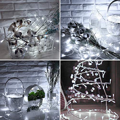 TEKLED® String Fairy Lights | 200 LED Decorative String Firefly Lights | Mains Powered with Adapter | Waterproof Indoor Outdoor 25M | Cold White | for Patio Garden Home Christmas Tree Party