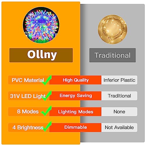 Ollny Fairy Lights Plug in - 60m 600 LED Fairy Lights Outdoor Waterproof, 8 Modes/Remote/Timer Bright Colour String Lights Mains Powered, Outside Indoor Garden Tree Wedding Party Decorations
