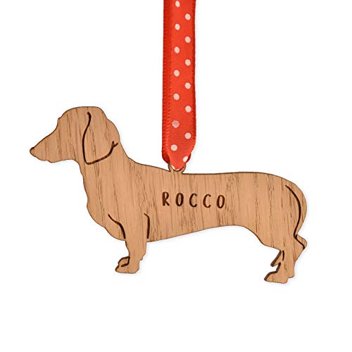 Personalised Dachshund dog shaped bauble | christmas tree decorations | present for pet keepsake ornament