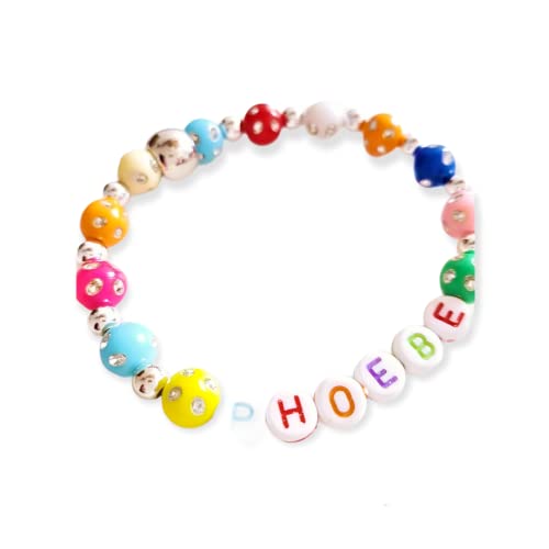 Handmade Stretch Personalised Bead Name Bracelet Bright Coloured Foil Beads with Any Name
